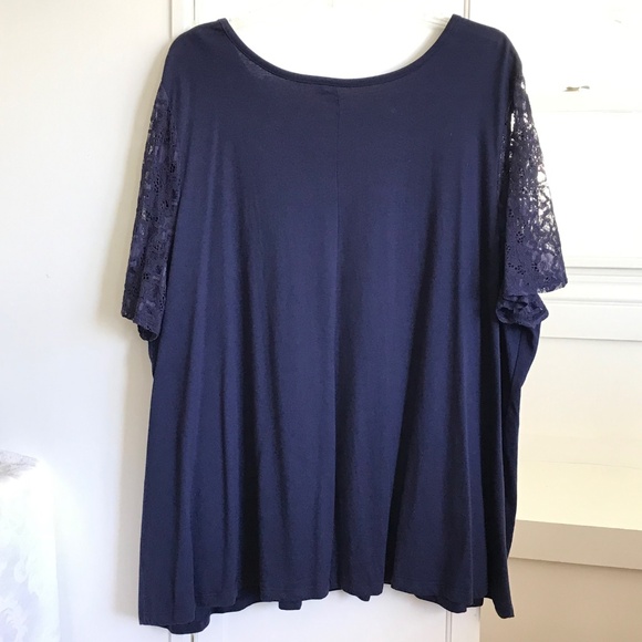 WOMAN WITHIN Lace Sleeve Tunic V-Neck Tee Shirt Women’s Plus Size 4X 34/36 - Picture 8 of 16
